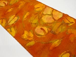 リサイクル　手織紬抽象花模様織出し名古屋帯